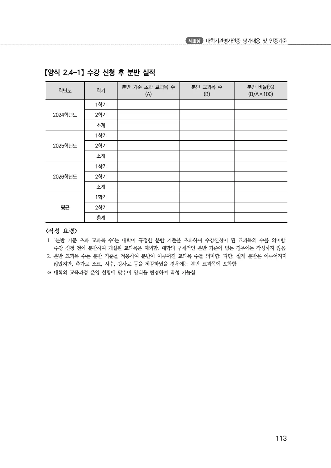 2027년 대학기관평가인증 편람 113쪽
