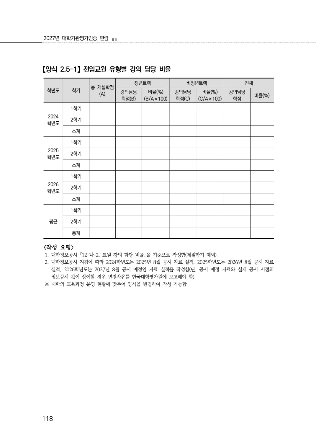 2027년 대학기관평가인증 편람 118쪽