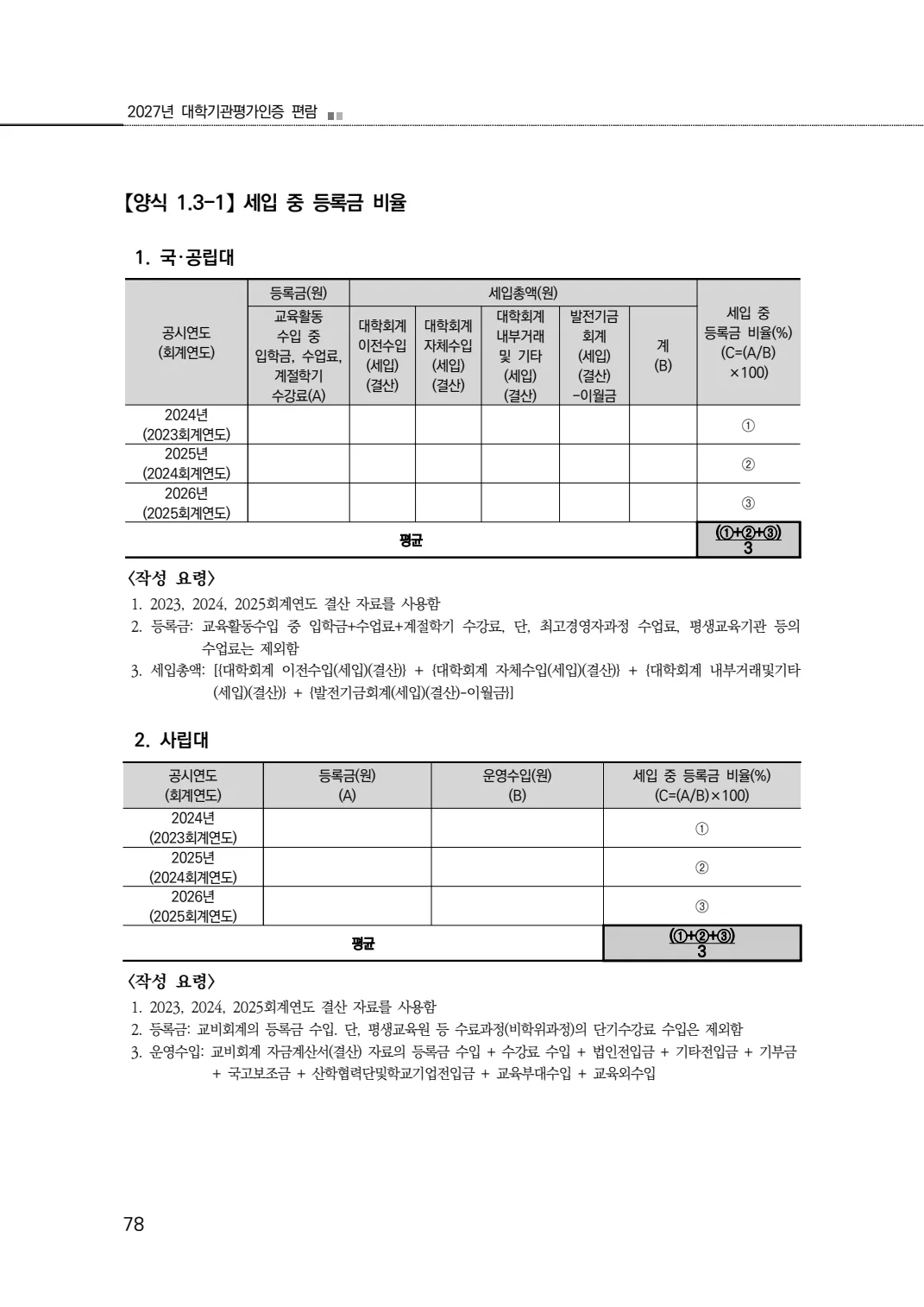2027년 대학기관평가인증 편람 78쪽